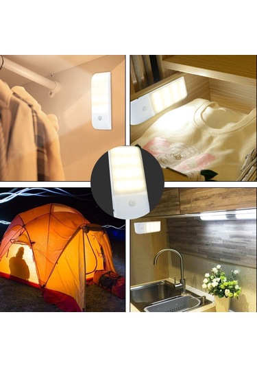 Şarj Edilebilir Led Gece Lambası, Hareket Sensörlü Otomatik Gece Lambası, Sıcak Beyaz