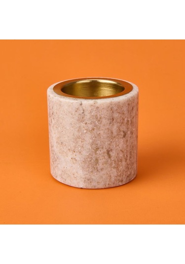 Kpm Marble Şamdan Mumluk - Bej - 6 Cm Bej