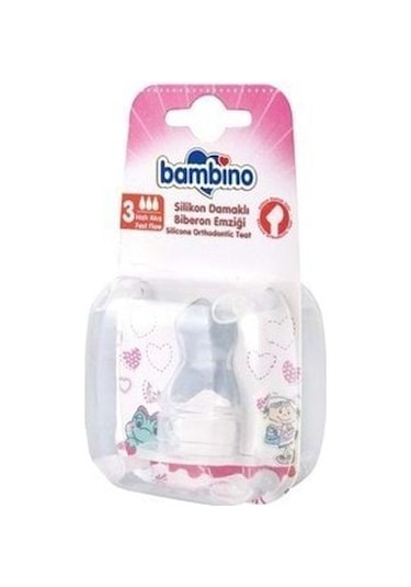 Bambino Silikon Damaklı Biberon Emziği No:1 / Şeffaf / 0-6 Ay