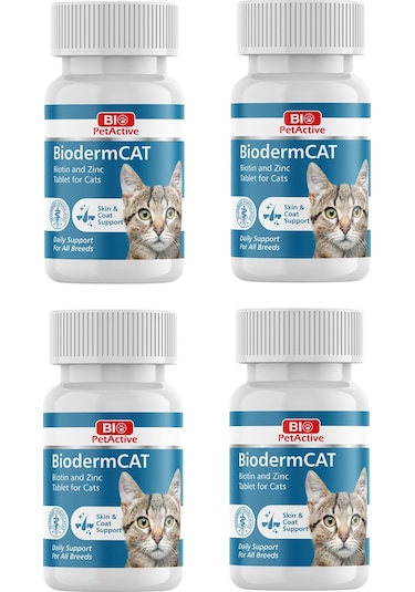 Bio Petactive Biodermcat Kediler İçin Biotin Ve Çinko Tableti 30 G 100 Tablet X 4 Adet