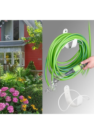 Suntek Magideal Su Hortumu Askısı Metal Borusu Depolama Rafı Beyaz