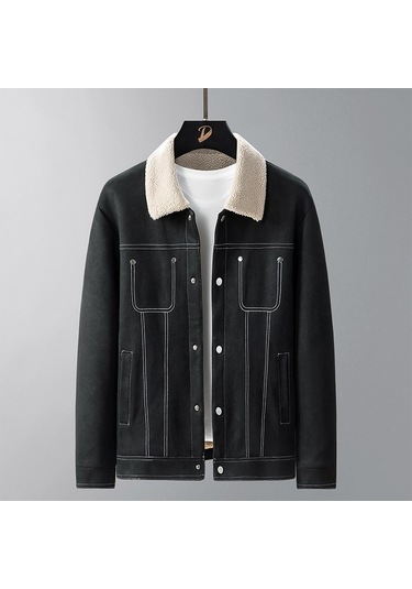 Açık Hava Eğlence Artı Kadife Kalın Bol Sıcak Erkek Ceketi Sarı