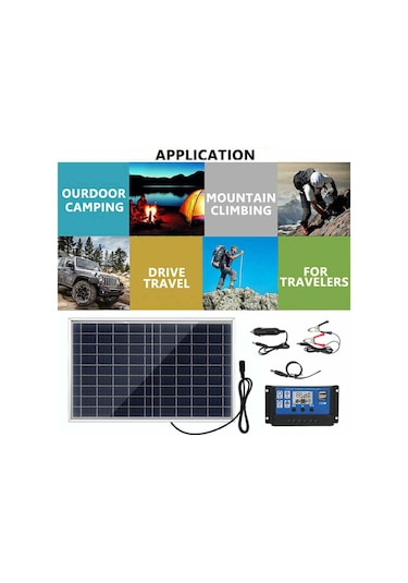 Mufunye 10w Polysilicon Güneş Paneli Seti Güneş Paneli Ve Güneş Şarj Kontrol Cihazı Kiti Kamp Seyahat Araba Cep Telefonu Açık Hava Acil Durum Güç Aksesuarı