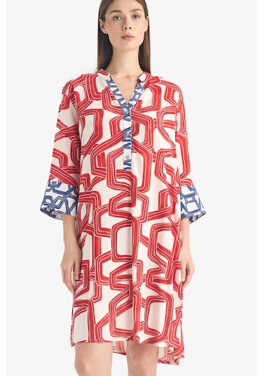 Defacto Regular Fit Desenli Plaj Elbisesi-fall İn Love D0452ax25smrd63 Kırmızı