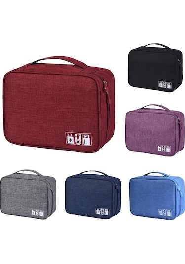 Yifomall Siyah Elektronik Aletler Çantası - Kablolar, Powerbank, Usb, Kulaklık Ve Dijital Aksesuarlar İçin Taşınabilir Depolama Çantası