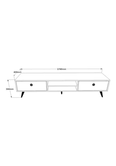 Robinhome Robin Home Arya Tv Ünitesi Ahşap Ayak, 2Çekmece, Siyah Ar5-332