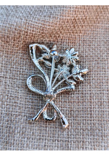 Villovatik Broş Gümüş Renkli Çiçek Buketi 222863938 Mavi