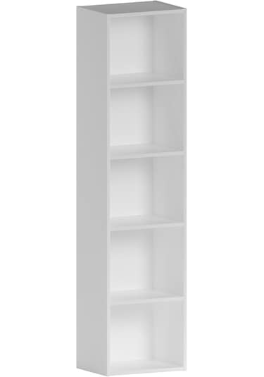 4 Raflı Kitaplık Mdf Çok Amaçlı Raf Beyaz