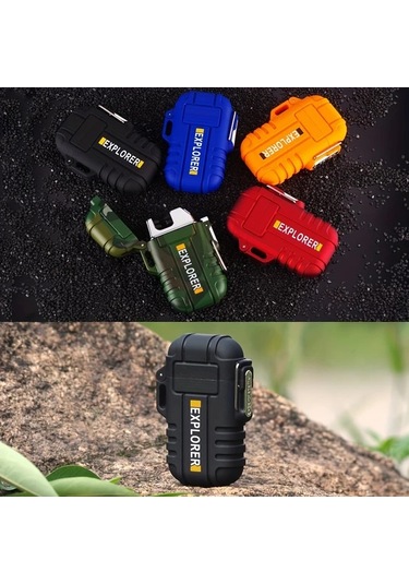 Techbloom Dual Arc Usb Sarjli Cakmak Blue Portatif Ruzgara Dayanikli Kamp Ve Doga Yuruyusu Icin Ideal Altın