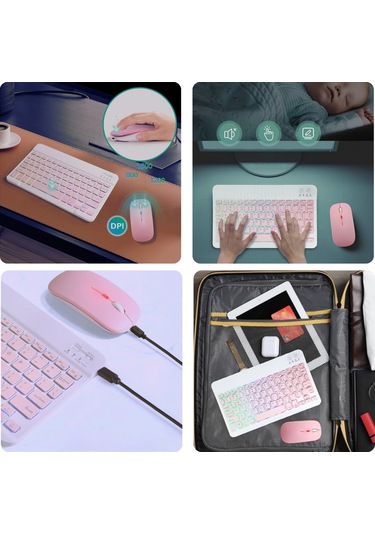 Büro Ev Ofis Bilgisayarı İçin Pembe Rgb Işıklı Klavye Mouse Seti Diğer