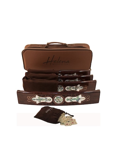 Helena Wood Art Abalone Yeşil Sedef Kakma Ahşap Okey Takımı El Yapımı