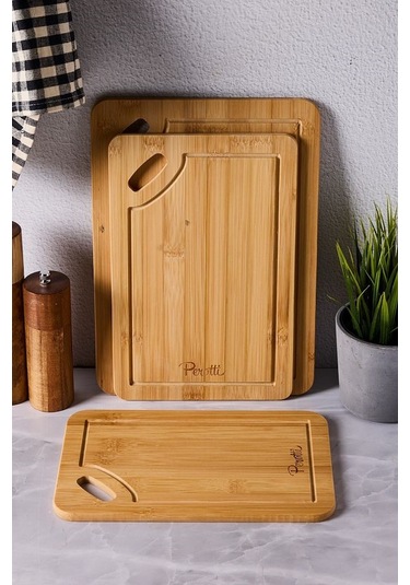 Perotti Bamboo 3'lü Kesme Doğrama Tahtası 16332 Ahşap