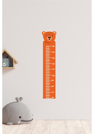Sevimli Hayvan Ayı Temalı Boy Ölçer Duvar Sticker