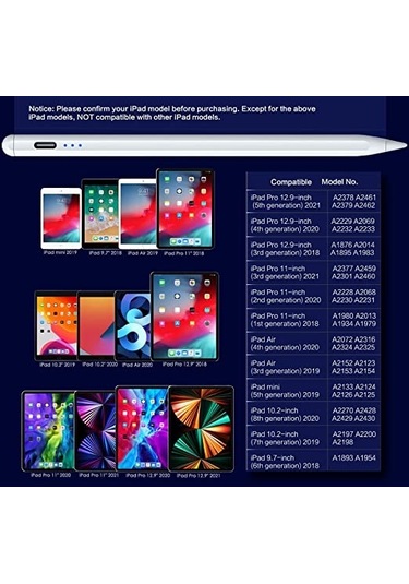 iPad Uyumlu Stylus Kalem Eğim Duyarlılığı, Avuç İçi Reddetme, Yüksek Hassasiyet Özelliklerine Sahip