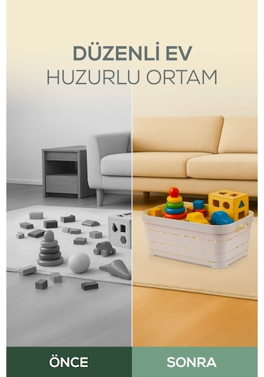 Vienev 6'lı 3,8 Litre Delikli Saklama Kutusu Beyaz Beyaz