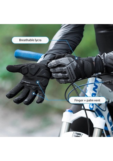 Rockbros S210bk Bir Çift Tam Parmak Sbr 6mm Kalınlaşmış Ped Darbeye Dayanıklı Açık Bisiklet Eldivenleri
