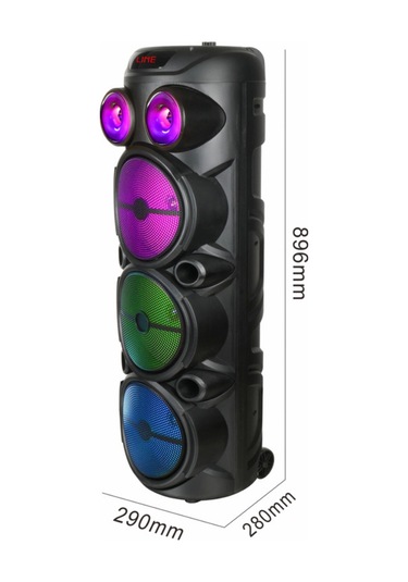 Hepu Hp-974 Partybox Hoparlör 20w Güç 3 X 8 Woofer Rgb Işık Efektleri Kablosuz Mikrofonlu