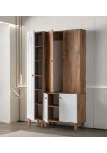 Bera Beyaz - Atlantik Çam 3 Kapılı Zambak Portmanto Atlantik - Çam