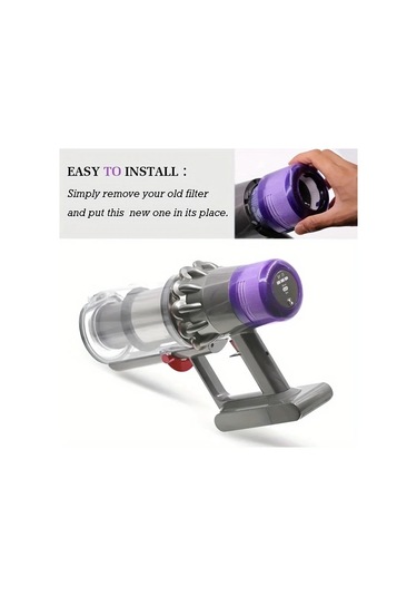 Elmpaly V11 V15 Sv14 Siklon Kablosuz Vakum 2 Adet Hepa Filtre Ağ Tasarımlı Mor Yedek Filtre Sarı Fırça