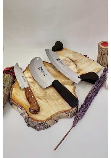 Sürmene 3'lü Şef Seti Çift Tutma Kıyma Zırhı Soğan Satırı