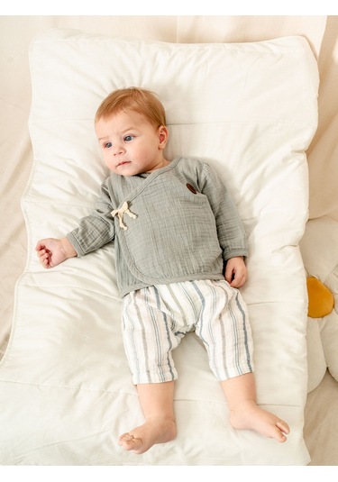 Müslin Kruvaze Takım Şık Ve Rahat Tasarım 1-12 Ay Kd53219 Gri