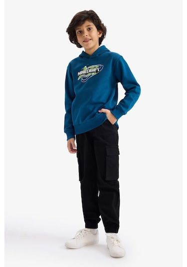 Defacto Erkek Çocuk Minecraft Kapüşonlu Sweatshirt G6915a825cwın101 İndigo-ın101 Defacto Erkek Çocuk Minecraft Kapüşonlu Sweatshirt G6915a825cwın101 İndigo-ın101