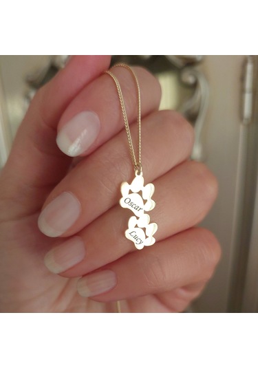 Vaoov 925 Ayar Gümüş İsimli Pati Kolye