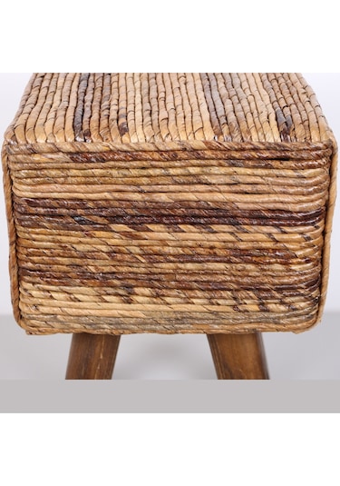 Abaka Kare Puf & Stools-doğal Teak Gövde 33x44x50 Cm Bej