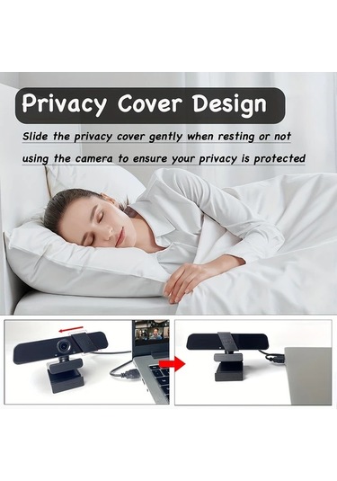 Dashanshop Exhqdr 1080p Full Hd Manuel Odaklı Usb Web Kamerası 120 Geniş Açı Lens, Privacy Cover Ve Tripod Uyumlu