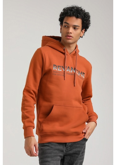 Kapüşonlu Kiremit Slim Fit Hoodie 23fwm64062-kıremıt Kiremit
