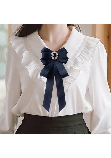 Suntek Kadın Ön Bağlanmış Ilmek Kravatlar Boyun Kravatı Lacivert