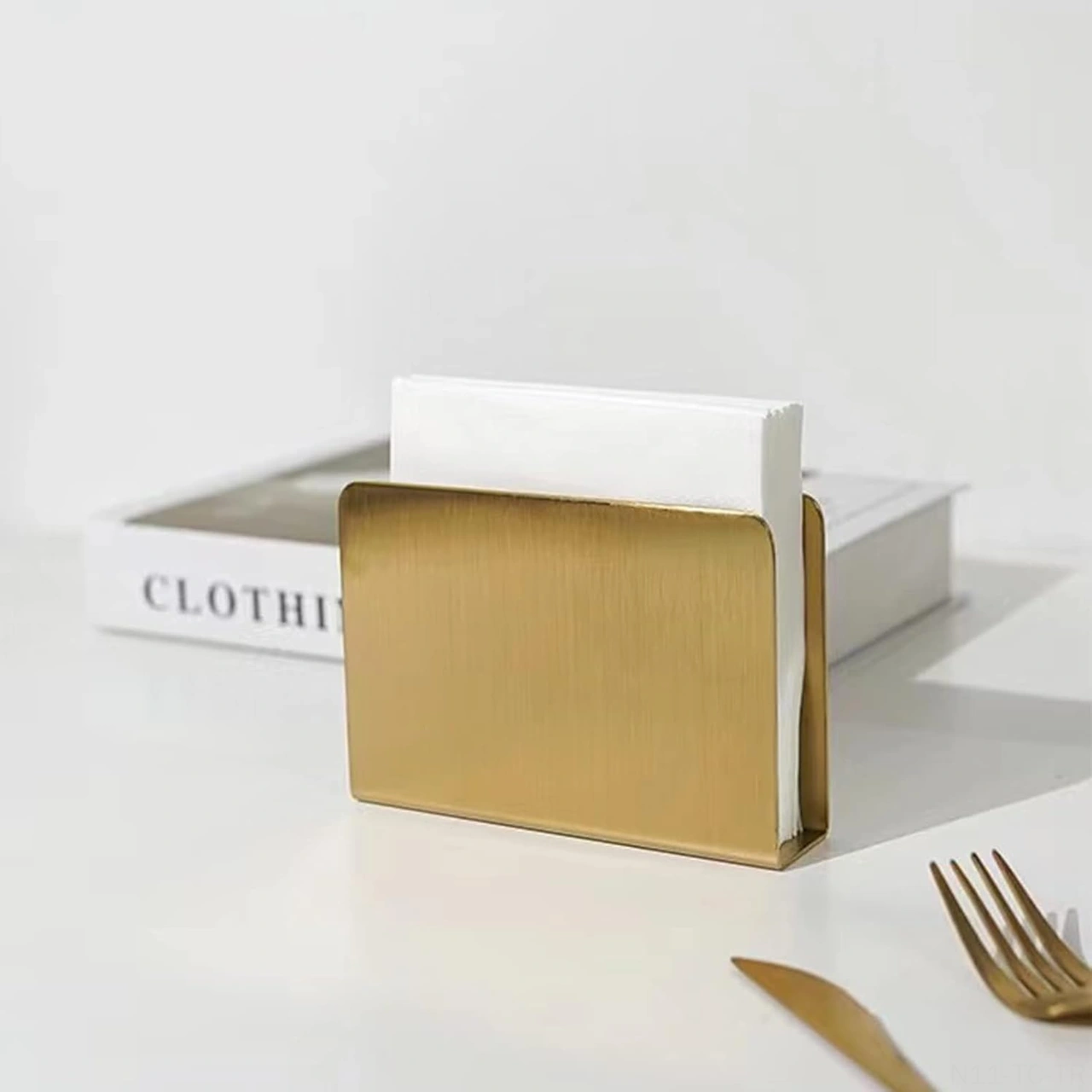 Skycity Altın Renkli Çelik Masaüstü Mendil Dağıtıcı - Mutfak Ve Yemek Masası İçin Bağımsız Servis Aleti Altın