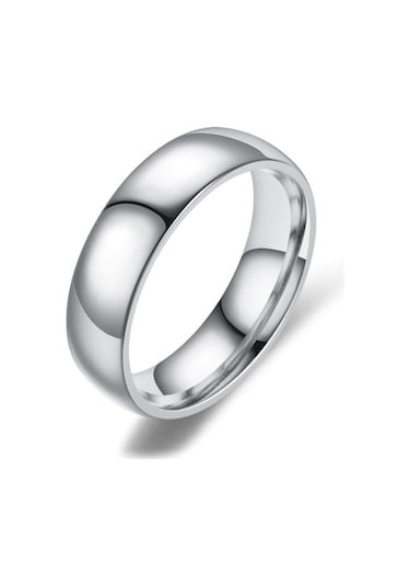 Chavin 6 Mm Söz Bayan Erkek Çelik Yüzük Cr99By Beyaz