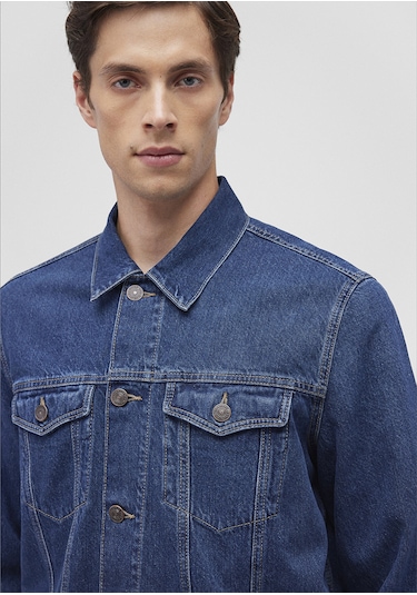 Mavi - Drake 90'lar Puslu Koyu Mavi Jean Ceket 010143-87939 Lacivert