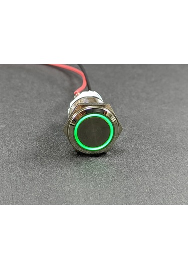 16 Mm Yaylı - Işıklı Buton (Metalik) Yeşil