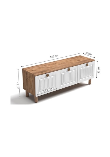 Bohem 135 Cm Mdf Kapak Tv Ünitesi Ceviz - Beyaz