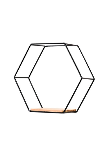 Yaratıcı Ferforje Duvar Rafı Oturma Odası Duvar Duvar Askısı Yatak Odası Duvar Depolama Rafı Ev Dekorasyon Rafı Altın Orta Altıgen - Raf