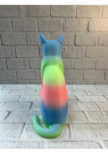 Pastel Rainbow Kedi Figürü Masa Ve Raf Üstü Ev Dekorasyonu