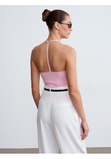 Dilvin 21051 Halter Yaka Askılı Top-toz Pembe