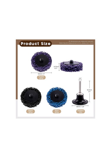 Kosona 2" Hızlı Değiştirmeli 3 Renk Roloc Zımpara Diski Seti - 15 Parça - Pas Ve Boya Çıkarma İçin