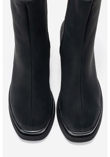 Valen Siyah Nubuk Kadın Platform Topuklu Bot Siyah Nubuk