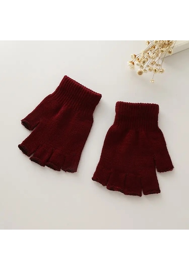 Eleven Markets Tiriko Kadın Kesik Eldiven Bordo Bordo