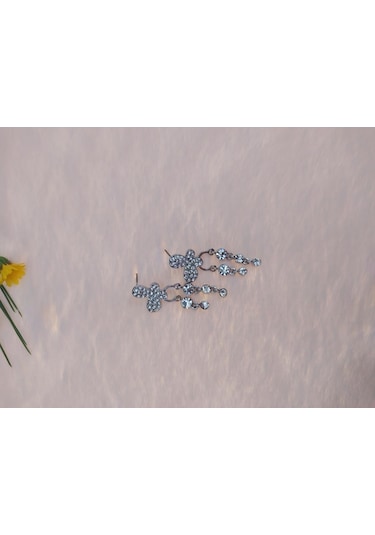 Vintage Otantik Sevimli Sallantılı Anadolu Kelebek Swarovski Taşlı Küpe Çok Renkli