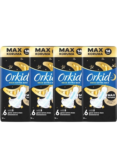 Orkidhijyenik Ped Ultra Gece Ekstra Max 14' Lü 4 Adet