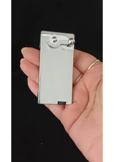 Minimalist İnce Slim Gümüş Renk Yenilikçi Gazlı Jet Alev Çakmak Çok Renkli