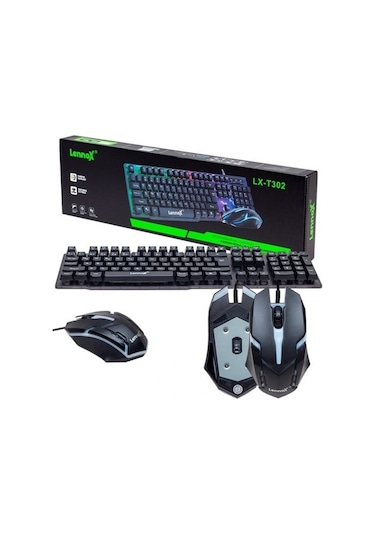 Lennox T302 Kablolu Rainbow Oyuncu Klavye Mouse Set