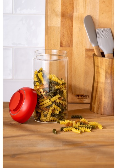 Emsan Simple Saklama Kavanozu 1150 ML Kırmızı