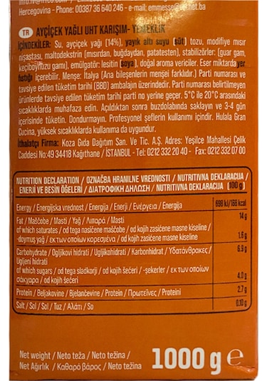 Hulala Bitkisel Krema Gran Cucina 1 Lt