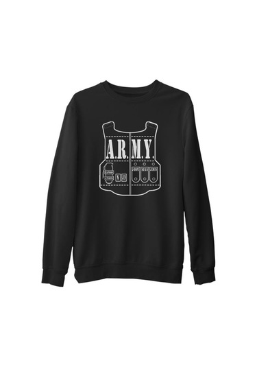 Bts - Army Siyah Erkek Kalın Sweatshirt