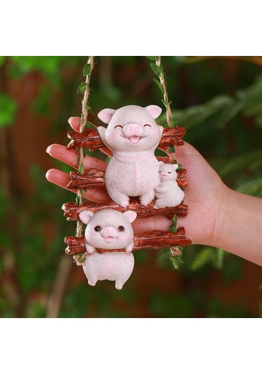 Suntek Asılı Halatlı Domuz Heykelciği Bahçe İç Mekan